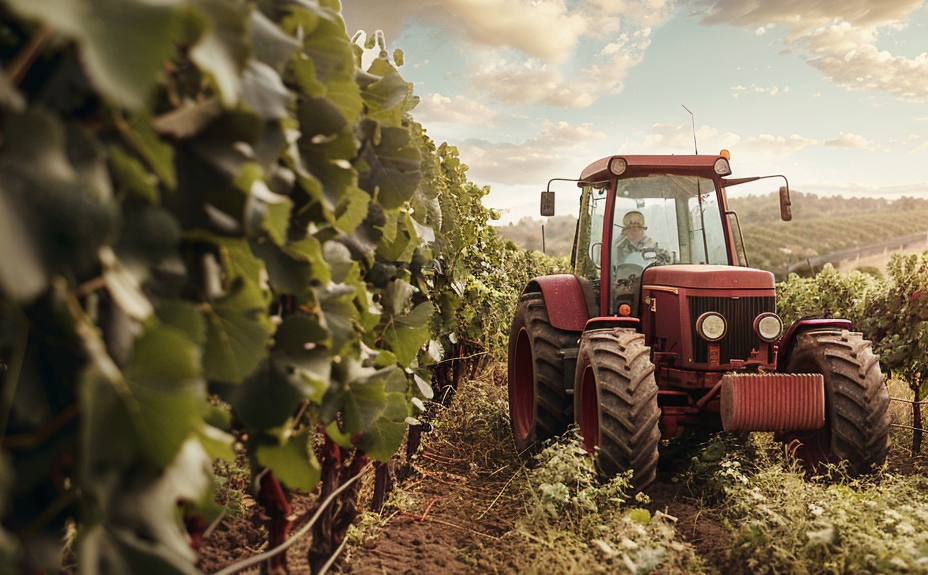 Souvent, le passage à l’agriculture biologique nécessite des passages de tracteur plus fréquents - Image issue de l’IA Midjourney