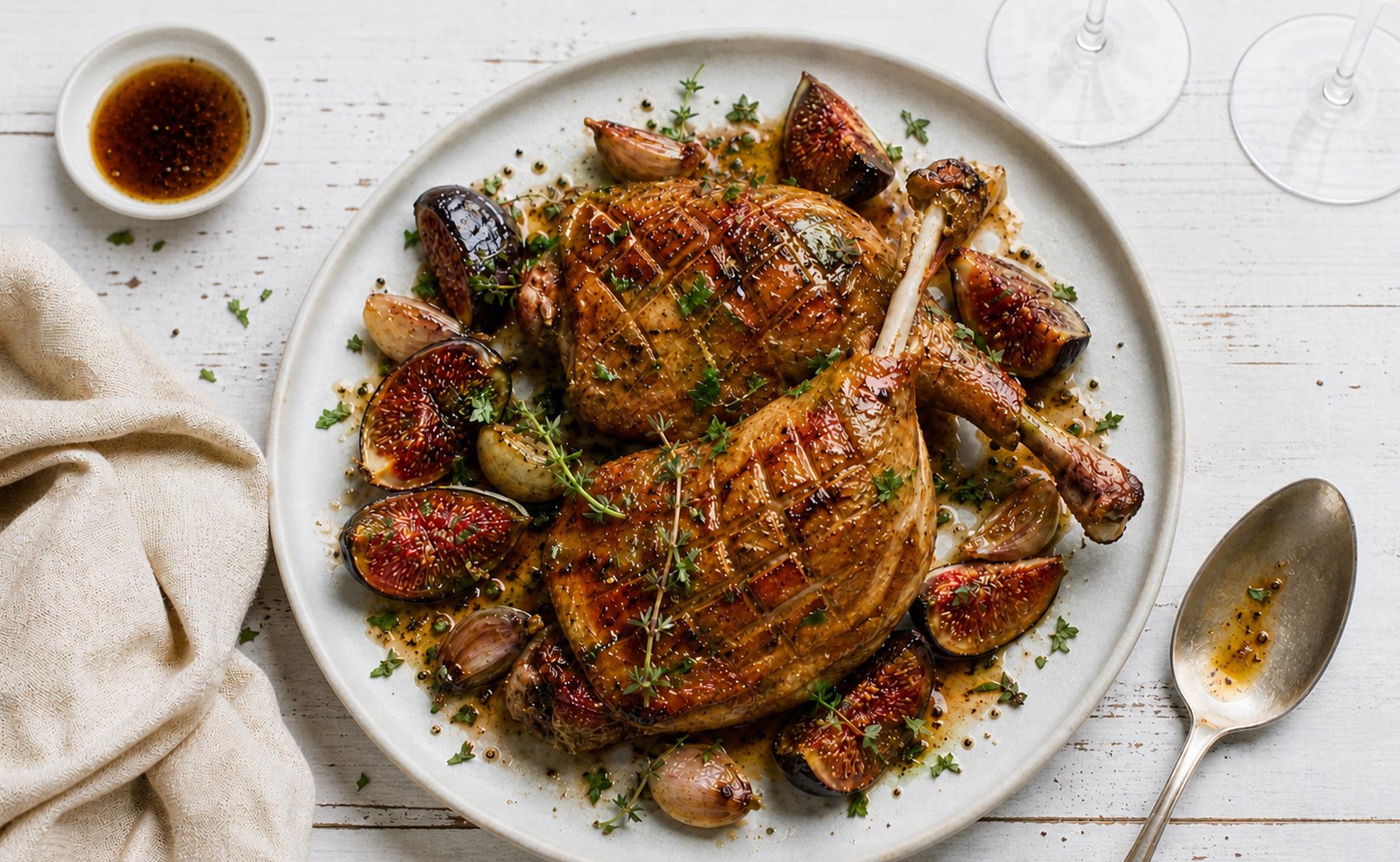 Cuisses de canard rôties aux figues et au thym