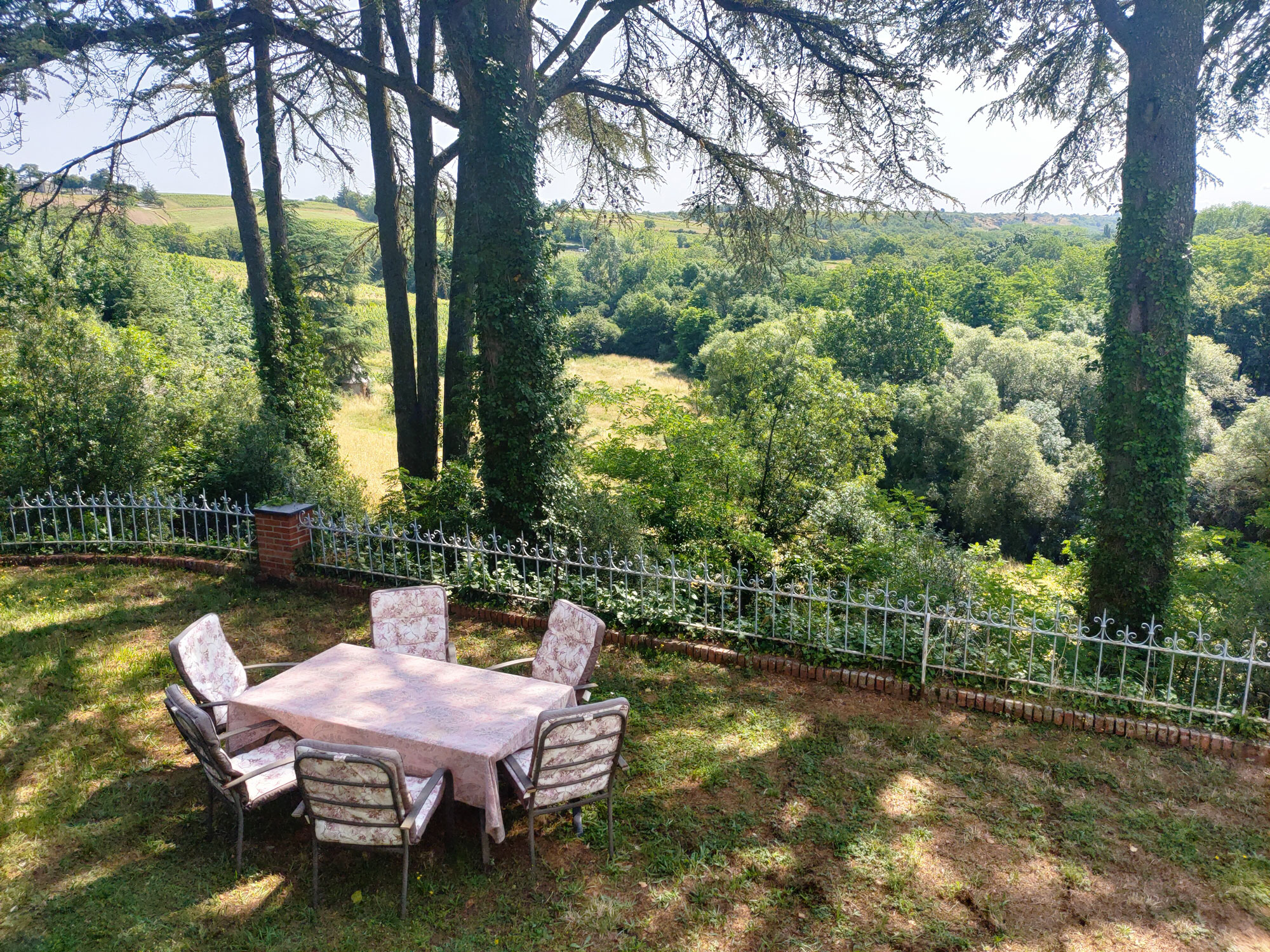 Depuis la terrasse du Château de Suronde, une végétation luxuriante et une biodiversité