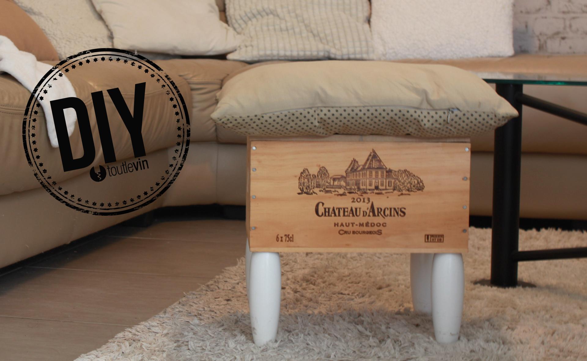DIY : Fabriquer un repose-pied avec rangement avec une caisse de vin