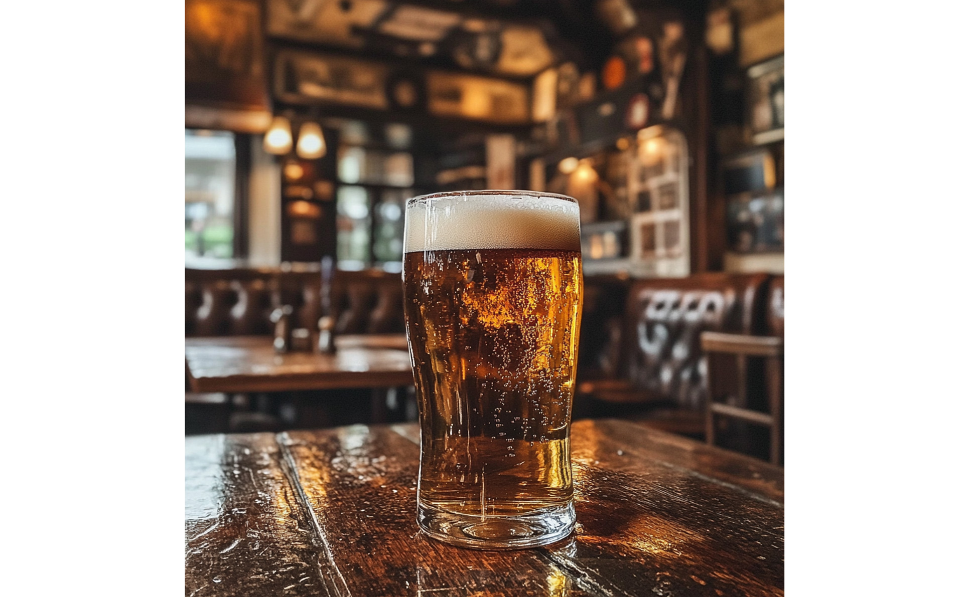 Dégustation d’une bière blonde dans un pub