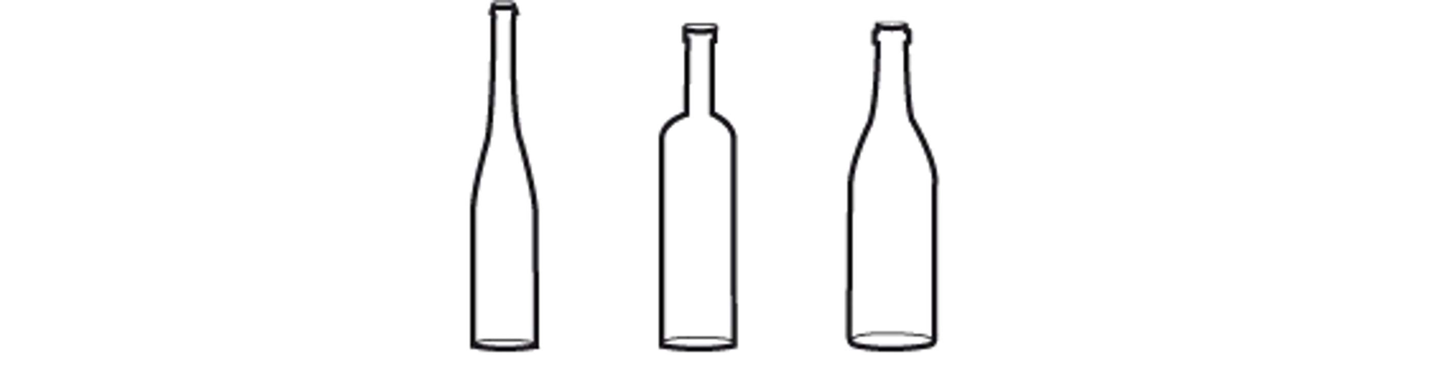 De gauche à droite : la flûte, la bordelaise, la bourguignonne