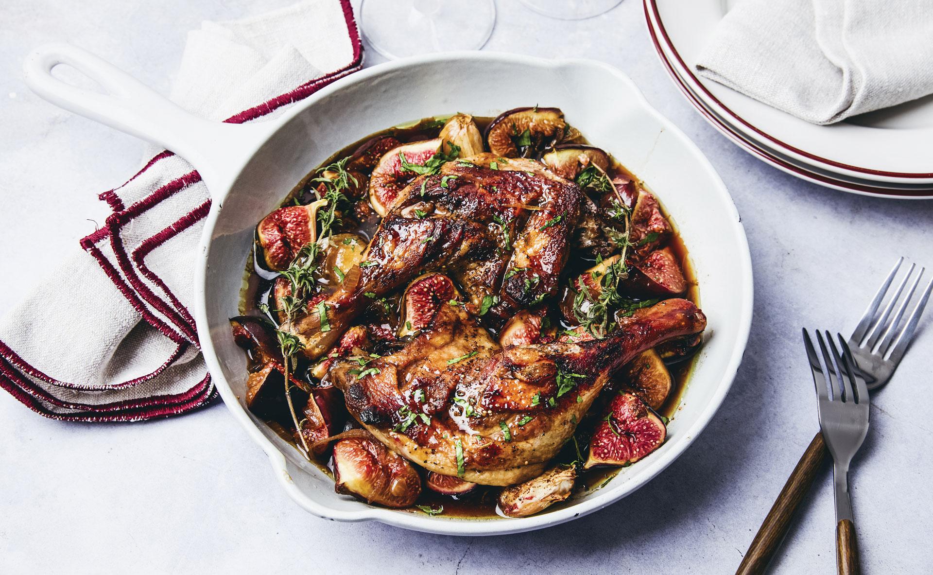 Cuisses de canard rôties aux figues et au thym