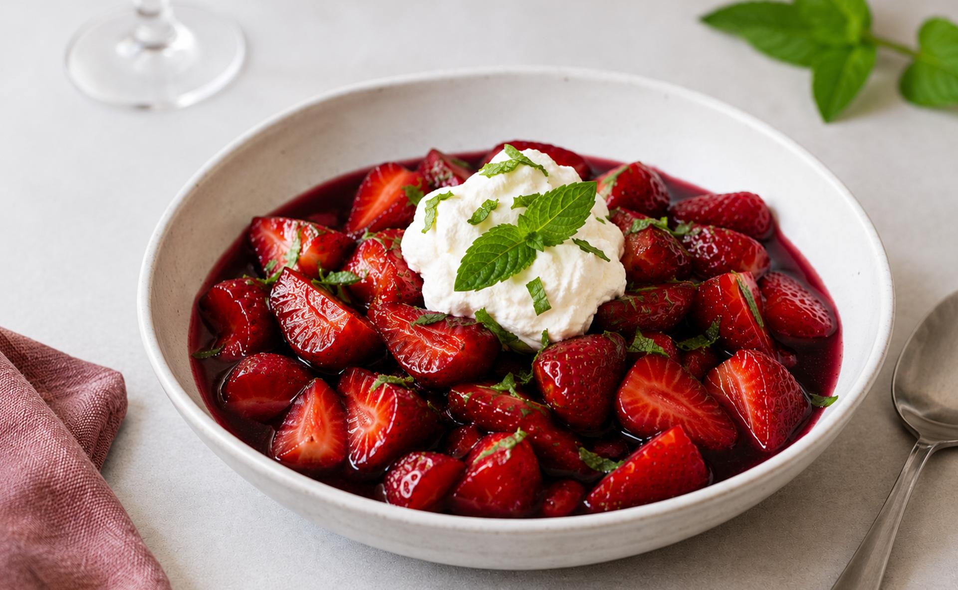 Fraises au vin rouge