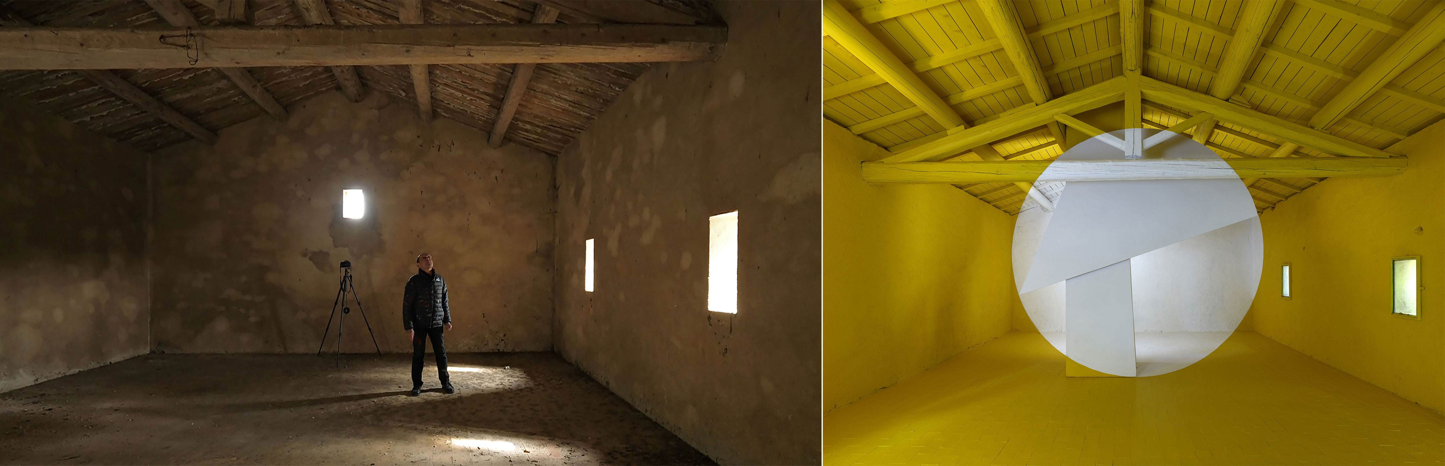 Georges Rousse, œuvre jaune in situ Rognes 2020 exposée au Château Bonisson - Crédit photo : Château Bonisson